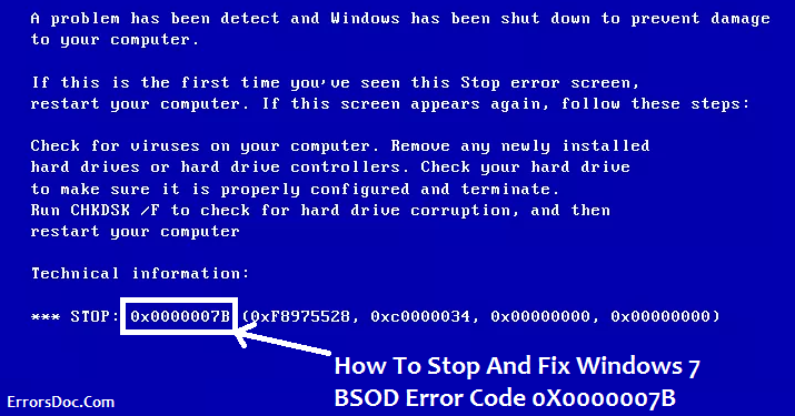 How To Stop And Fix Windows 7 BSOD Error Code 0X0000007B